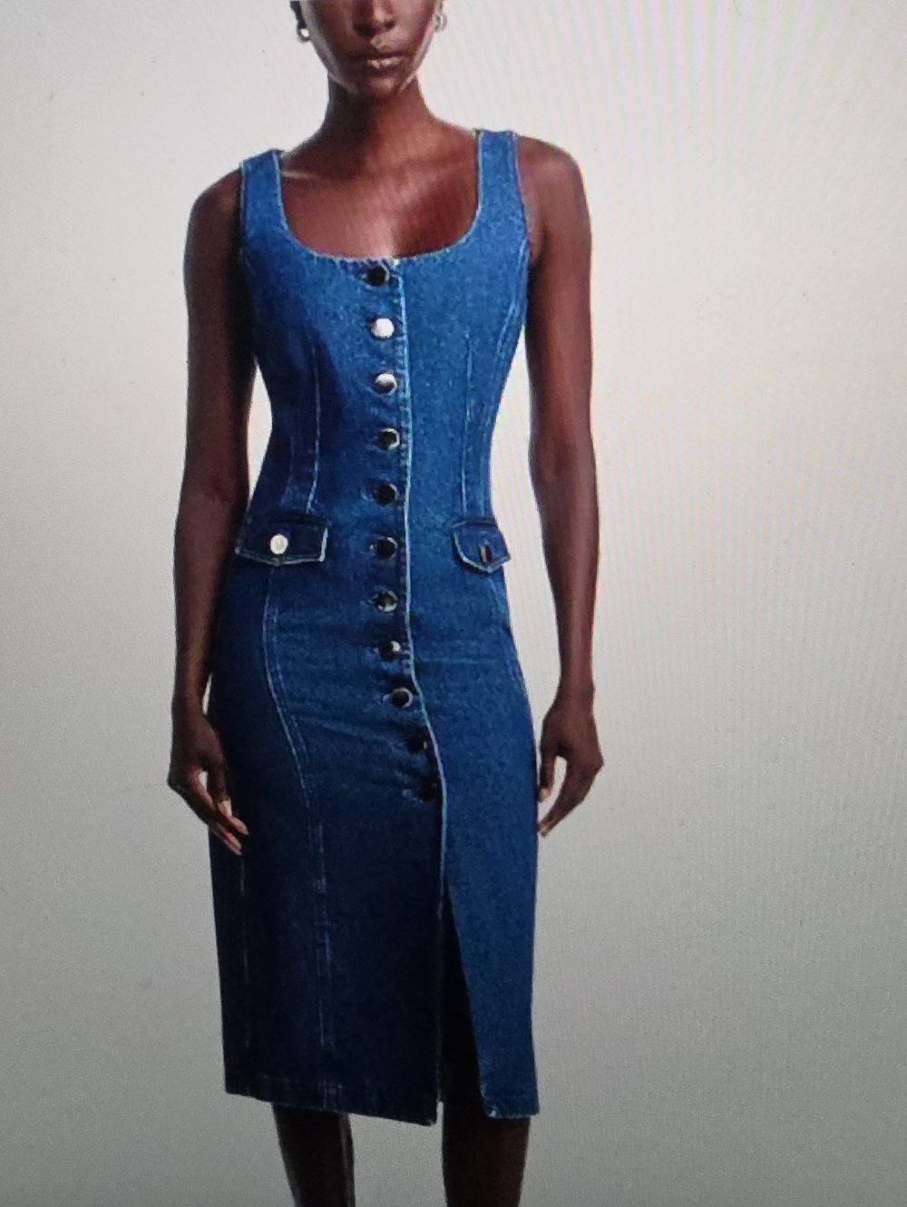 TOCCIN Raven Scoop Neck Button Front Midi Dress Size 2 $595